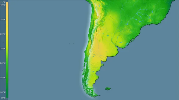 Среднее Годовое Изменение Температуры Области Чили Стереографической Проекции Легендой Сырой — стоковое фото
