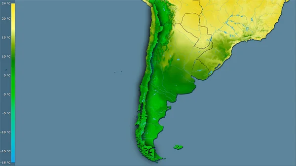 Gemiddelde Temperatuur Van Het Koudste Kwartier Het Chileense Gebied Stereografische — Stockfoto