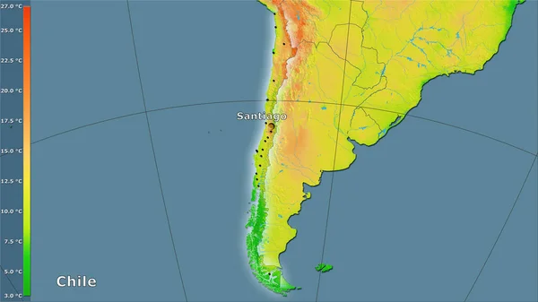 Variación Media Temperatura Diurna Dentro Del Área Chile Proyección Estereográfica —  Fotos de Stock