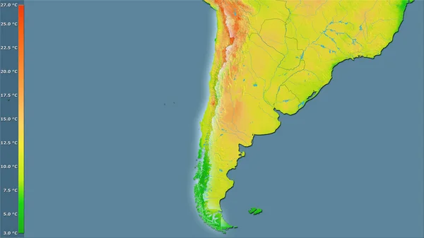 Media Variación Temperatura Diurna Dentro Del Área Chile Proyección Estereográfica —  Fotos de Stock