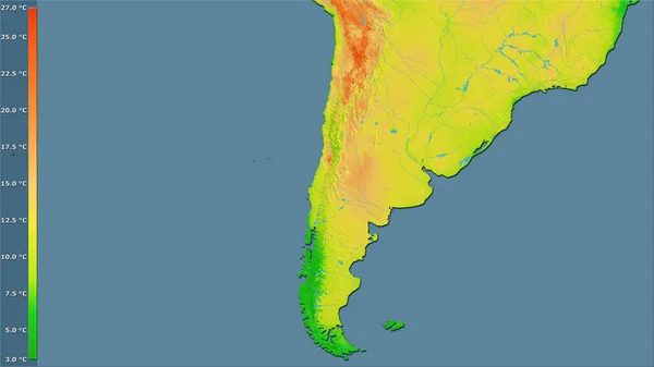 Variation Moyenne Température Diurne Dans Zone Chili Dans Projection Stéréographique — Photo