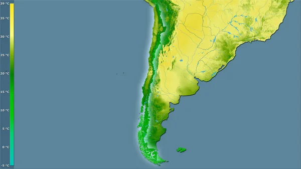 Maximumtemperatuur Van Warmste Maand Het Chileense Gebied Stereografische Projectie Met — Stockfoto