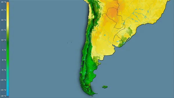 Gemiddelde Temperatuur Van Het Warmste Kwart Het Chileense Gebied Stereografische — Stockfoto