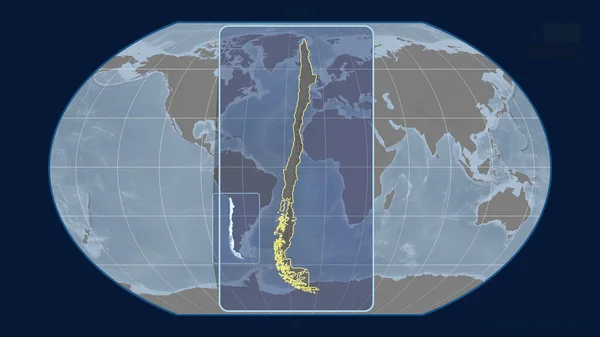 Vista Ampliada Chile Contorna Com Linhas Perspectiva Contra Mapa Global — Fotografia de Stock