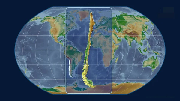 Vista Ampliada Del Contorno Chile Con Líneas Perspectiva Contra Mapa — Foto de Stock