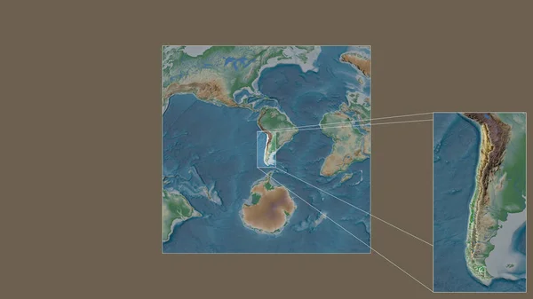 Área Expandida Ampliada Chile Extraída Mapa Grande Escala Mundo Com — Fotografia de Stock