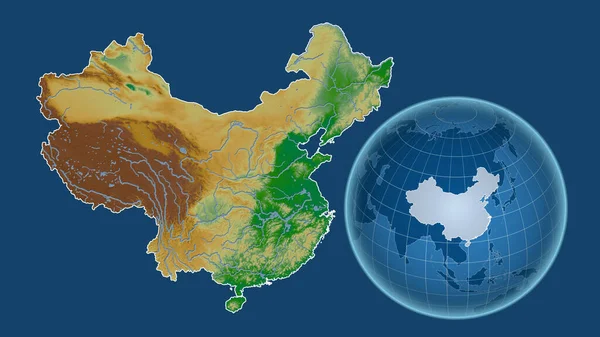 China Globo Con Forma Del País Contra Mapa Ampliado Con — Foto de Stock