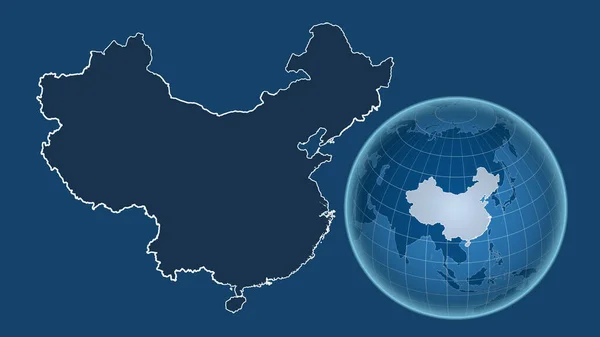 Chine Globe Avec Forme Pays Contre Carte Zoomée Avec Son — Photo