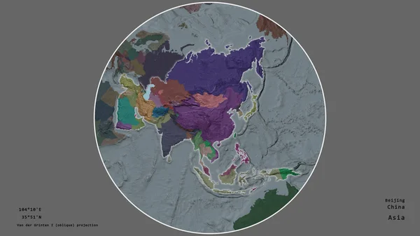 Oblast Číny Soustředila Kruhu Který Obklopoval Její Kontinent Odumřelém Pozadí — Stock fotografie