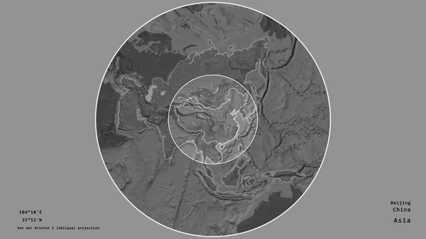 Zona China Marcada Con Círculo Mapa Gran Escala Del Continente — Foto de Stock