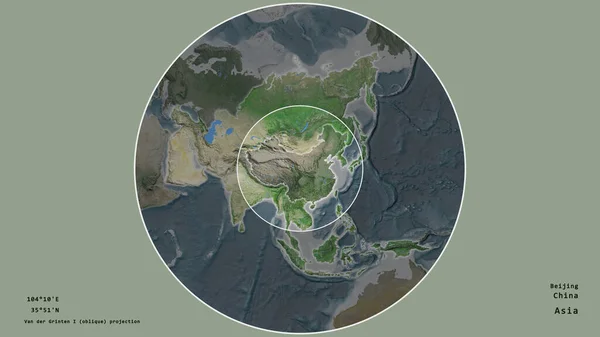 Zone Chine Marquée Cercle Sur Carte Grande Échelle Continent Isolé — Photo