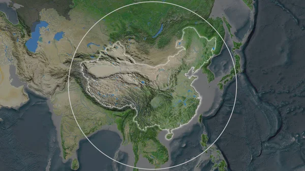 Area Allargata Della Cina Circondata Cerchio Sullo Sfondo Del Suo — Foto Stock