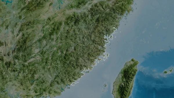 Fujian Province Chine Imagerie Satellite Forme Tracée Contre Zone Pays — Photo
