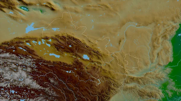 Gansu Provincie Čína Barevná Data Jezery Řekami Tvar Rýsoval Jeho — Stock fotografie