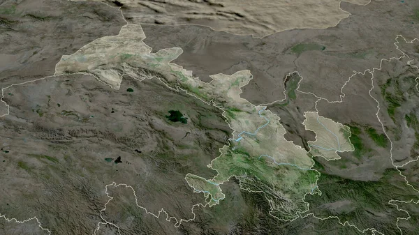 Gansu Province China Zoomed Highlighted Satellite Imagery Rendering — Stock Photo, Image