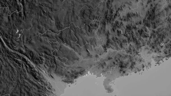 広西チワン族自治 中国の自治区 湖や川とグレースケールの地図 形状は その国の領域に対して概説 3Dレンダリング — ストック写真