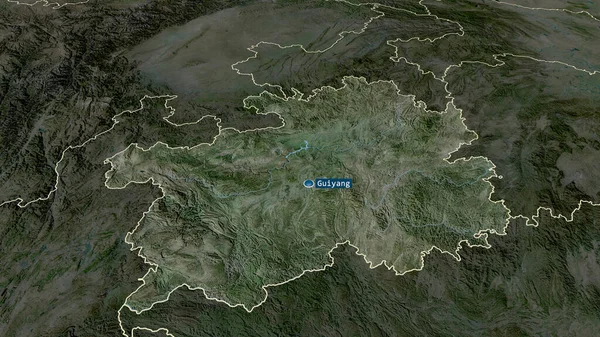 Guizhou Provincia Della Cina Ingrandito Evidenziato Con Capitale Immagini Satellitari — Foto Stock