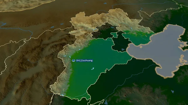 Hebei Provinsen Kina Zoomede Fremhævet Med Kapital Vigtigste Fysiske Landskab - Stock-foto