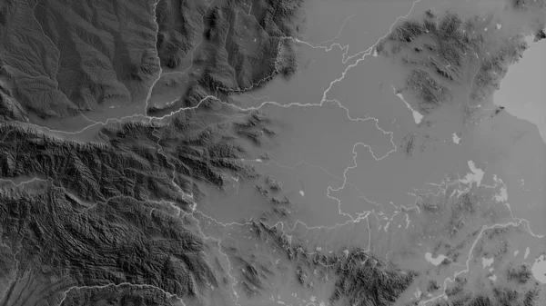 Henan Provincia China Mapa Escala Grises Con Lagos Ríos Forma — Foto de Stock