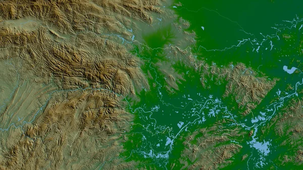 Хубэй Провинция Китай Цветные Шейдерные Данные Озерами Реками Форма Очерченная — стоковое фото