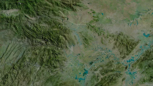 Hubei Provincia China Imágenes Satélite Forma Delineada Contra Área País — Foto de Stock