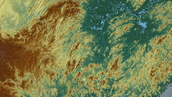 Хунань Провинция Китай Цветной Рельеф Озерами Реками Форма Очерченная Против — стоковое фото