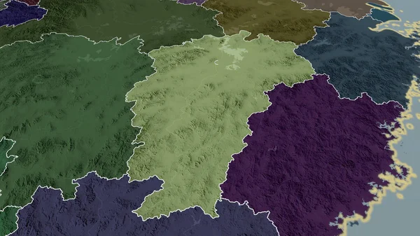 Цзянси Провинция Китая Увеличена Выделена Цветная Карта Административного Деления Рендеринг — стоковое фото