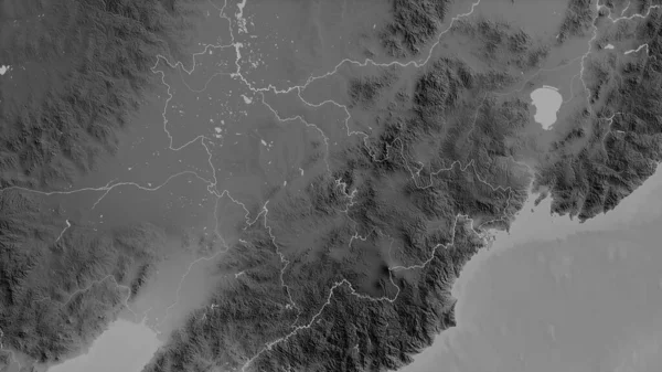 Jilin Provincia China Mapa Escala Grises Con Lagos Ríos Forma — Foto de Stock