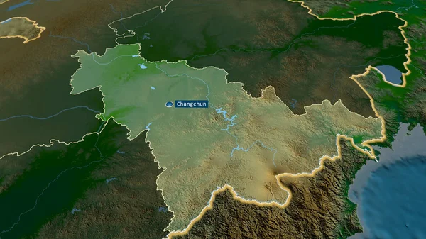 吉林省 中国の省が拡大し 首都で強調した 主な物理的な風景機能 3Dレンダリング — ストック写真