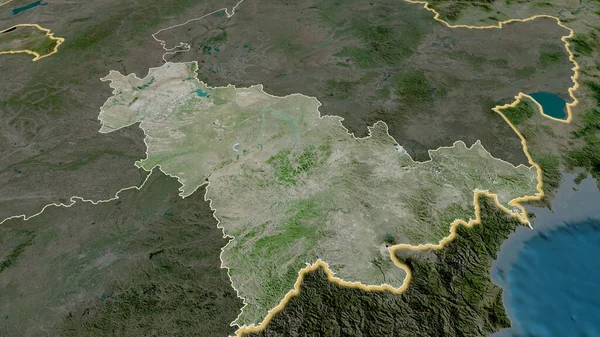 Jilin Province Chine Zoomé Mis Évidence Imagerie Satellite Rendu — Photo