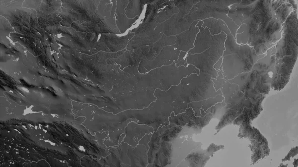 Nei Mongol Autonomní Oblast Číny Šedá Mapa Jezery Řekami Tvar — Stock fotografie