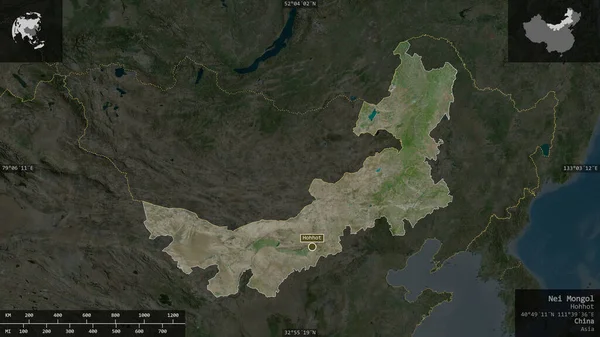 Nei Mongol Región Autónoma China Imágenes Satélite Forma Presentada Contra — Foto de Stock