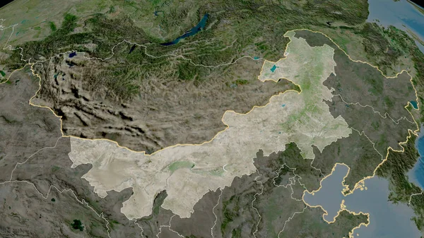 モンゴル 中国の自治区が拡大し 強調した 衛星画像 3Dレンダリング — ストック写真