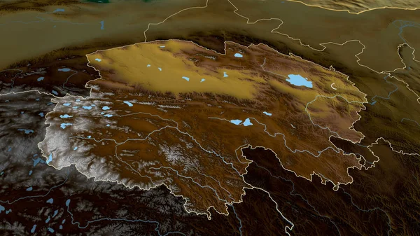 Qinghai Provinz Von China Vergrößert Und Hervorgehoben Die Wichtigsten Physikalischen — Stockfoto