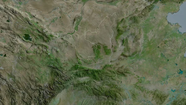 中国陕西 卫星图像 形状与它的国家相对应 3D渲染 — 图库照片