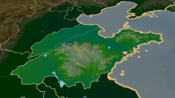 Шаньдун Провинция Китая Увеличенная Выделенная Капиталом Основные Физические Особенности Ландшафта — стоковое фото