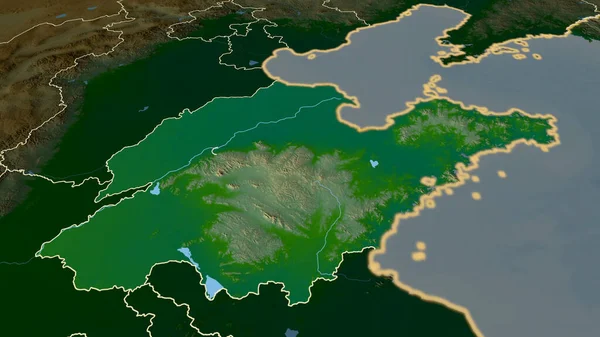 Shandong Prowincja Chin Powiększyła Się Podkreśliła Główne Cechy Krajobrazu Fizycznego — Zdjęcie stockowe