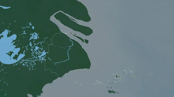 中国城市 五彩斑斓的湖泊和河流 形状与它的国家相对应 3D渲染 — 图库照片