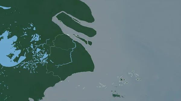 상하이는 중국의 도시이다 호수와 강으로 물들었다 셰이프는 지역에 약술하였다 렌더링 — 스톡 사진
