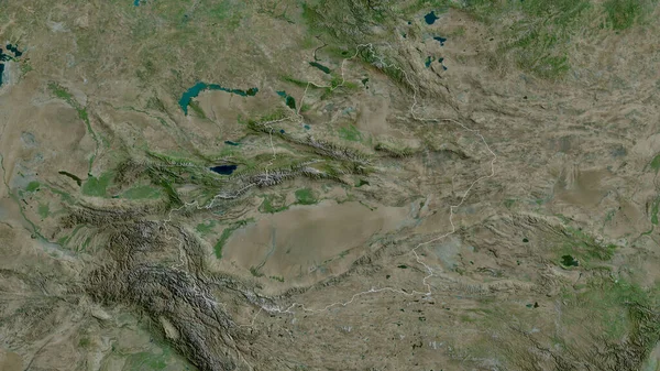 Xinjiang Uygur Autonome Regio Van China Satellietbeelden Vorm Geschetst Tegen — Stockfoto