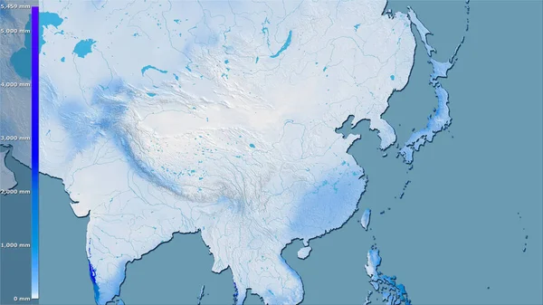 Précipitations Des Quartiers Les Froids Zone Chinoise Dans Projection Stéréographique — Photo