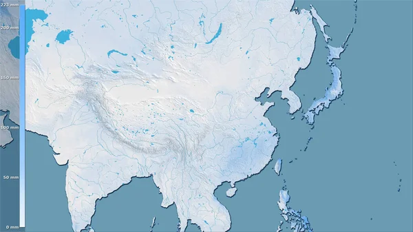 Précipitation Mois Sec Dans Zone Chinoise Dans Projection Stéréographique Avec — Photo