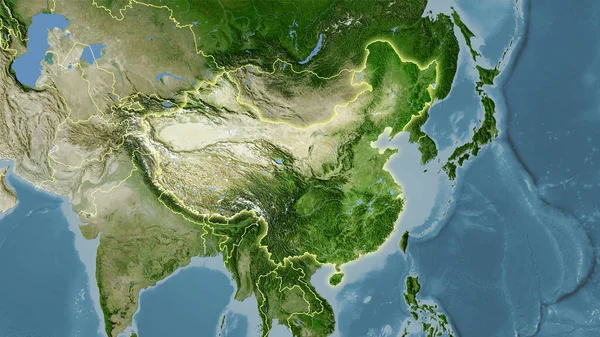 China Área Mapa Satélite Projeção Estereográfica Composição Bruta Camadas Raster — Fotografia de Stock