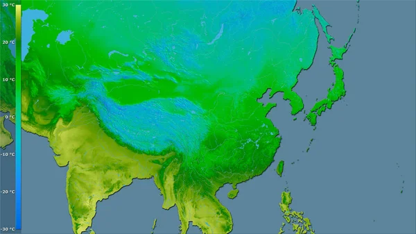 Température Moyenne Annuelle Dans Zone Chine Dans Projection Stéréographique Avec — Photo