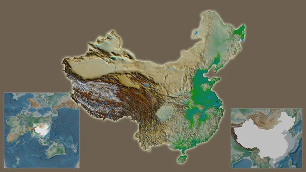Близький План Китаю Його Розташування Регіоні Центрі Великомасштабної Мапи Світу — стокове фото