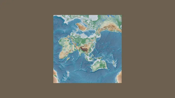 Marco Cuadrado Del Mapa Gran Escala Del Mundo Una Proyección —  Fotos de Stock