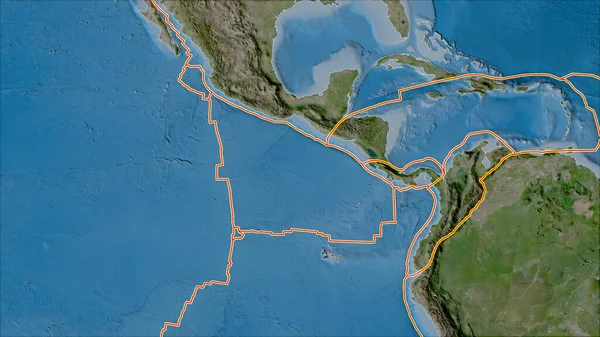 Tectonic Plattor Gränser Satellit Kartan Över Områden Närheten Cocos Plattan — Stockfoto