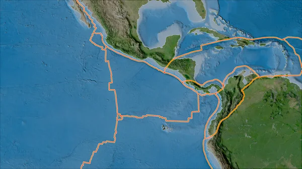 Tektonik Plakalar Uydu Üzerinde Cocos Plakasının Yakınındaki Alanların Haritası Van — Stok fotoğraf