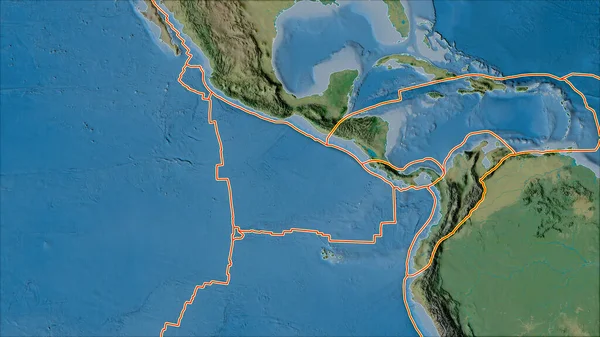 Placche Tettoniche Confinano Con Mappa Topografica Delle Aree Adiacenti All — Foto Stock