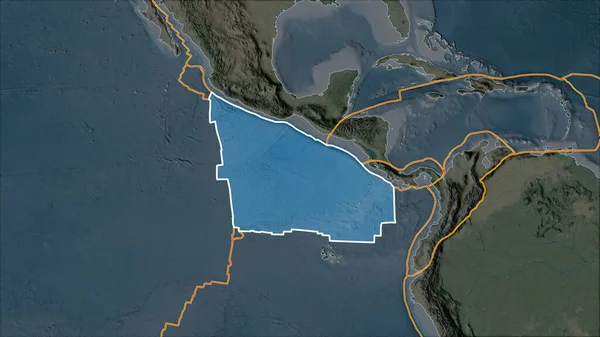 Placa Tectónica Delineada Cocos Mapa Topográfico Separada Por Desaturación Sus —  Fotos de Stock